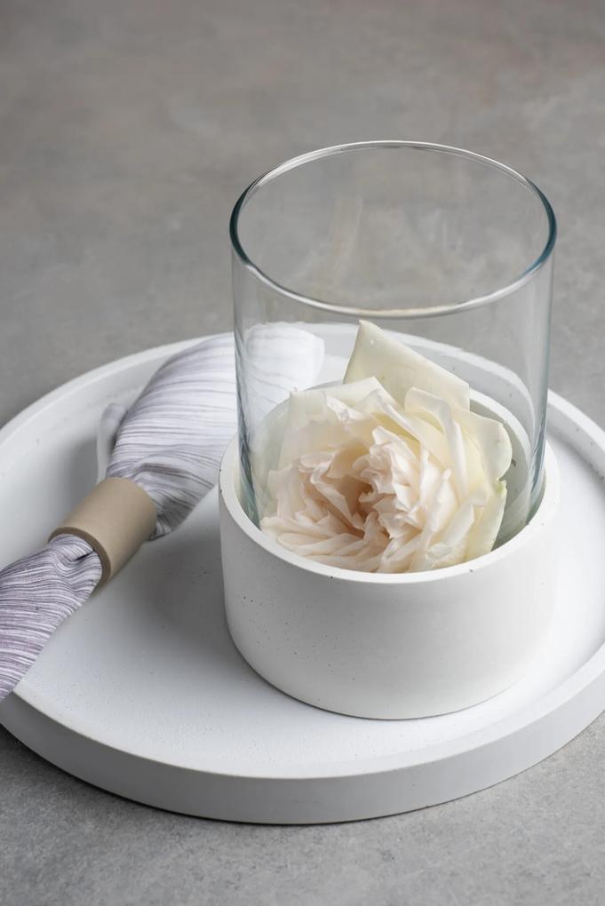 Betónová váza Harmony, nízka – biela