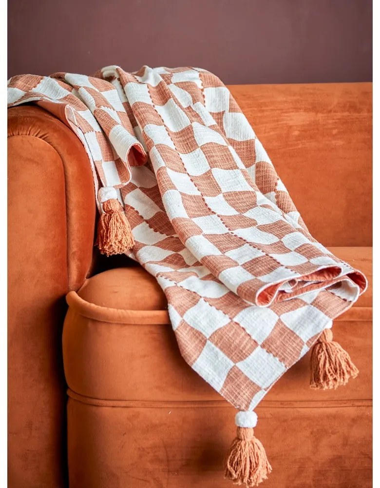 Hnedá/béžová bavlnená deka 130x150 cm Chola – Bloomingville