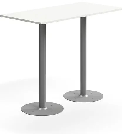 Barový stôl ALVA, 1400x700x1000 mm, s kotvením do zeme, HPL, čierna/biela