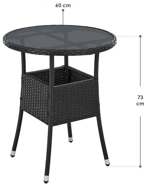 InternetovaZahrada Ratanový okrúhly stôl Yoro Ø60 cm - čierny