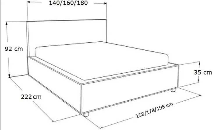 Moderná čalúnená posteľ KRATKA - Drevený rám,120x200
