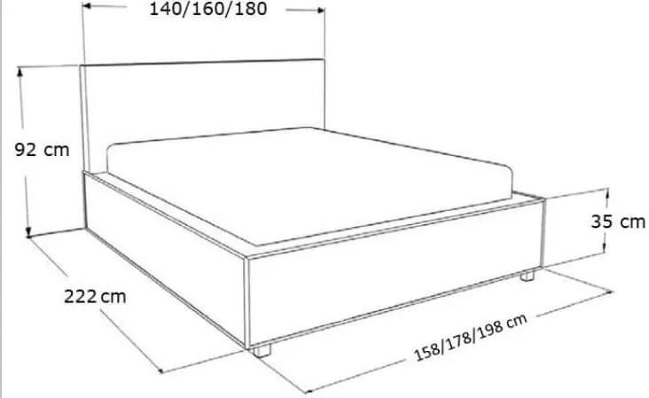 Moderná čalúnená posteľ KRATKA - Železný rám,140x200