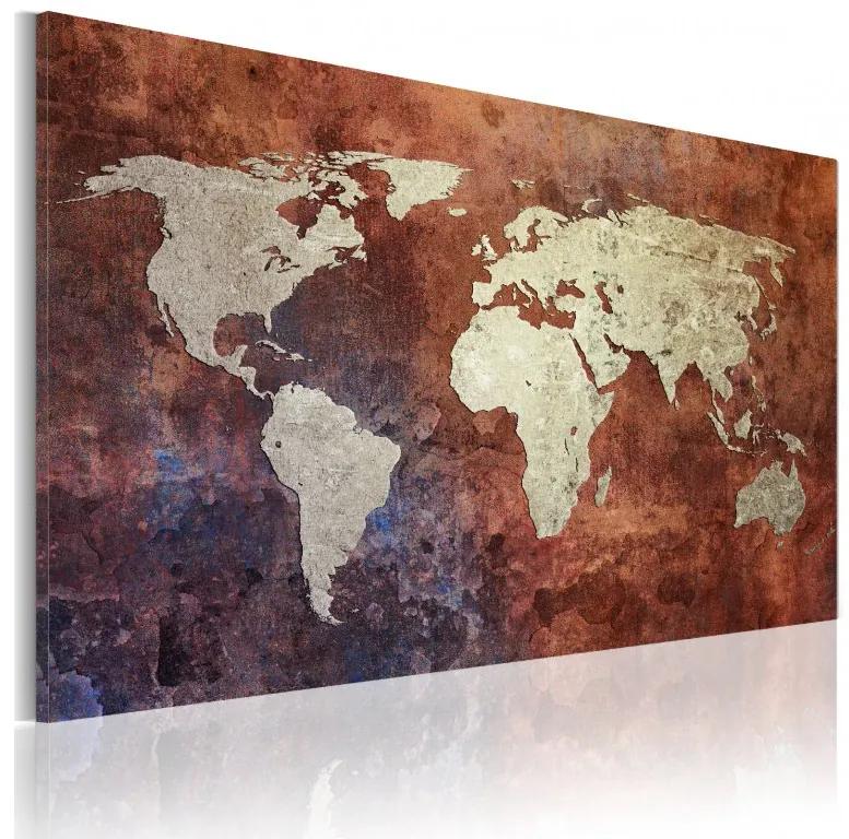 Artgeist Obraz - Rusty map of the World Veľkosť: 120x80, Verzia: Na talianskom plátne