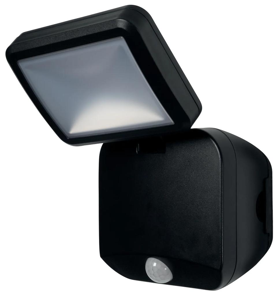 LEDVANCE Vonkajšie nástenné svietidlo LED so senzorom BATÉRIE, 4 W, denné biele svetlo, IP54, čierne