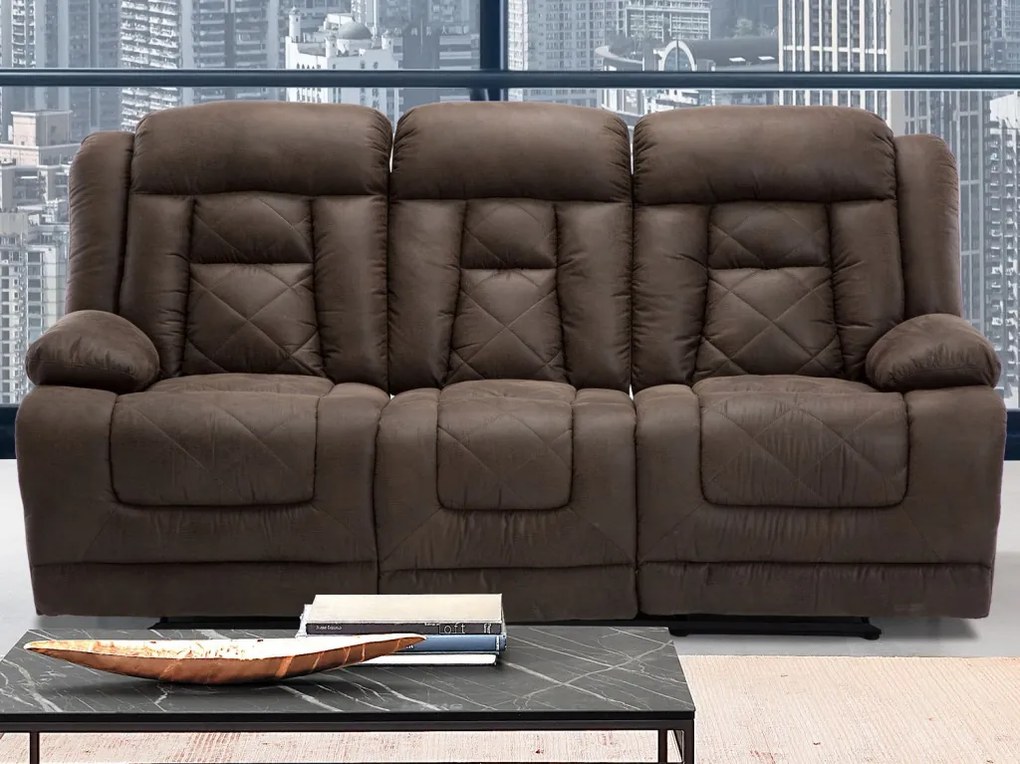 Trojsedák Oxford,  hnedá látka, funkcia el. polohovanie