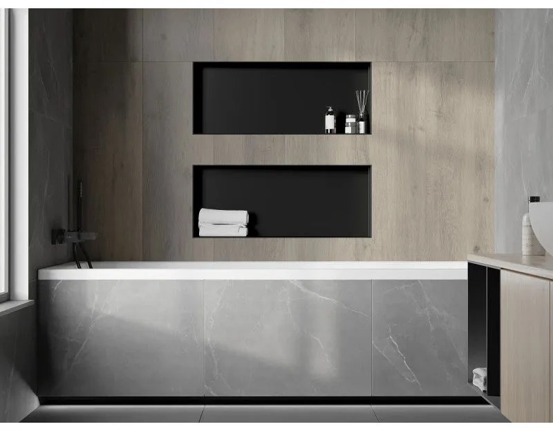 Mexen X-Wall-NR, polička na zapustenie pod obklad bez goliera 75 x 30 cm, čierna matná, 1971753010