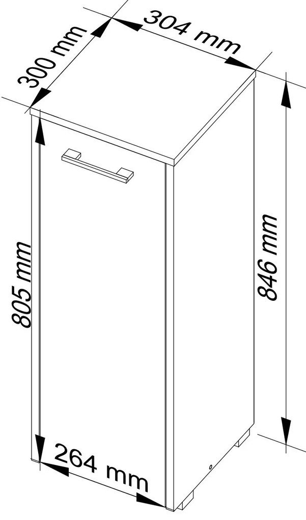Kúpeľňová skrinka Fin S30 1D 30 cm dub - výber z 4 prevedení