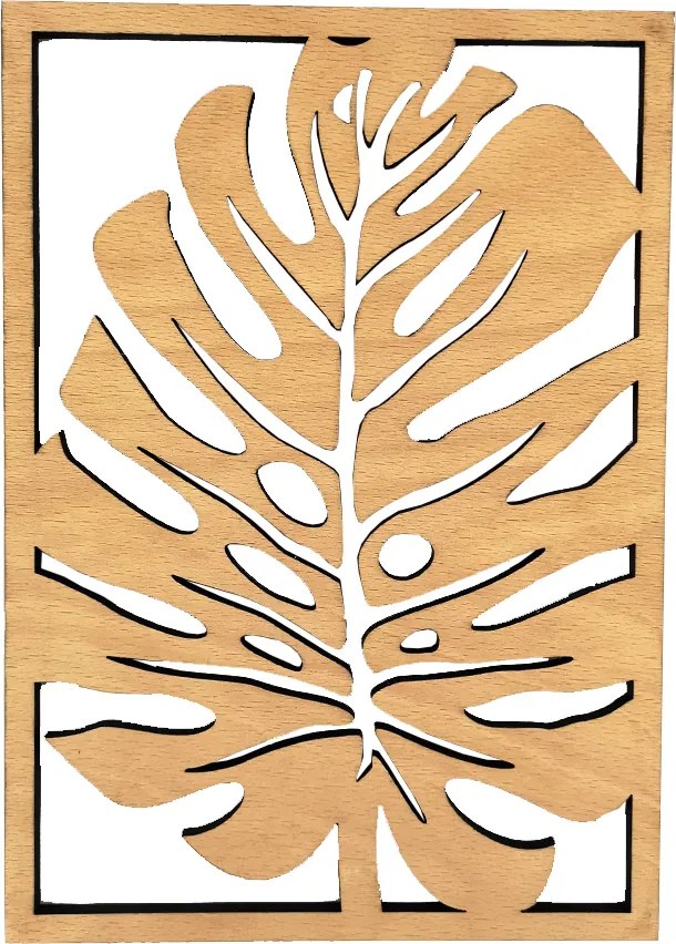 AMADEA Drevený obraz list monstery, rozmer 30 x 21 cm, český výrobok
