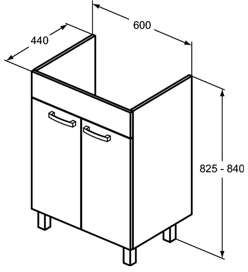 Ideal Standard Tempo - Skrinka pod umývadlo 600 mm, 2 dvierka, dub pieskový E3239OS