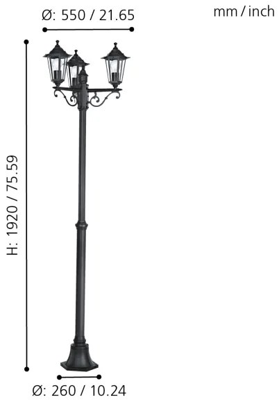 EGLO 22145 - Vonkajšie lampa LATERNA 4 3xE27/60W