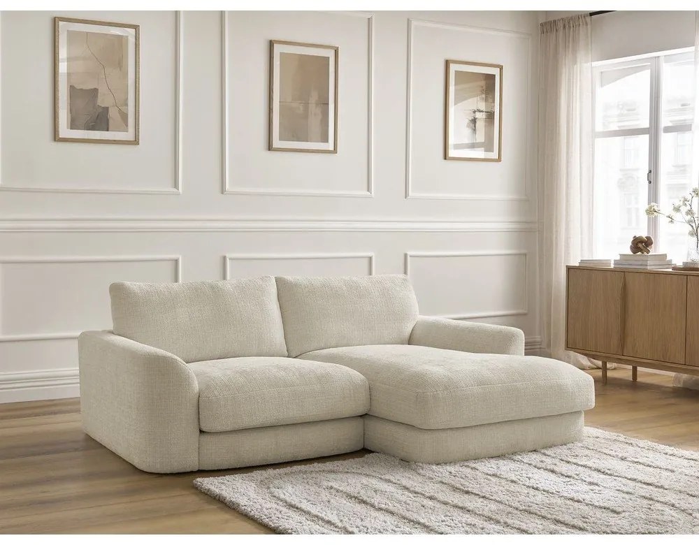 Béžová ženilková rohová pohovka (pravý roh/s leňoškou) Leonore – Bobochic Paris