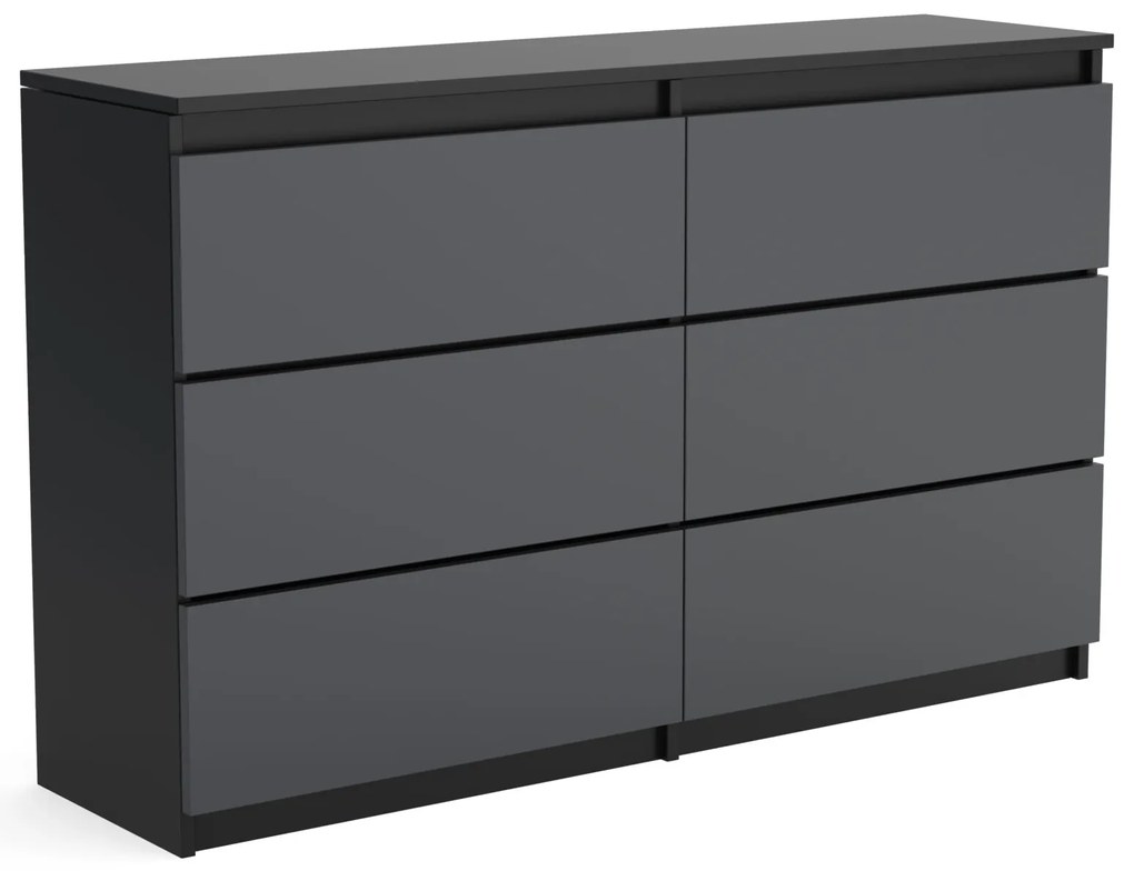 Veľká komoda 6 zásuviek ARIE šírka 120cm Čierna/antracitová