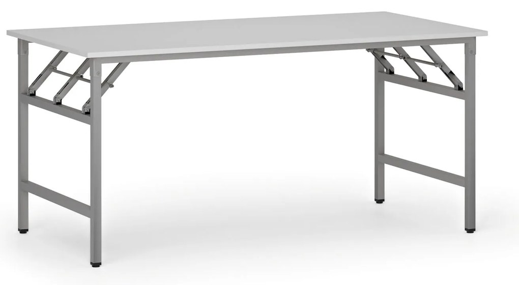 Konferenčný stôl FAST READY, 160x80 cm, sivostrieborná podnož, biela