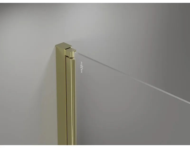 Mexen Mist-B Duo, 2-krídlový výklopný sprchový kút 95 x 85 cm, číre sklo, zlatý lesklý profil, 8A2-095-085-50-00