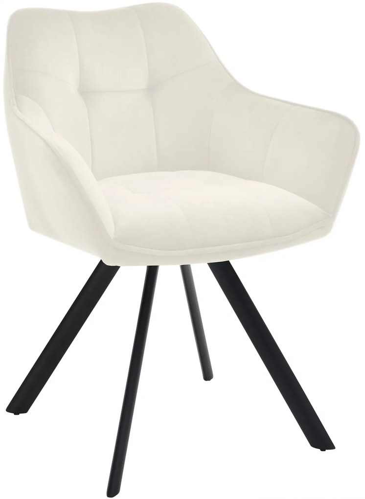 Jedálenská stolička Scott - zamat - Krémová