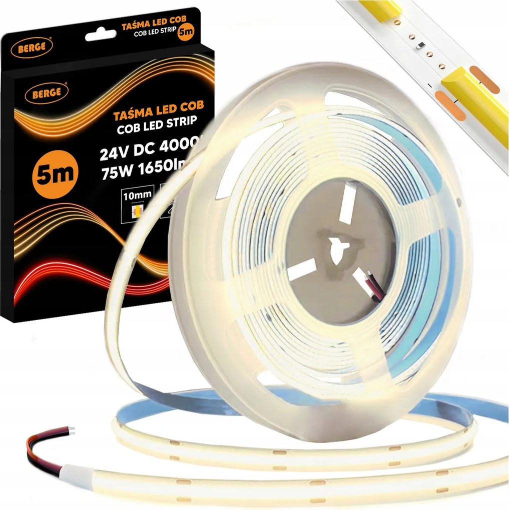 BERGE LED pásik COB Neon 24V - 528D - 15W/m - IP20 - 1650lm - 5m - neutrálna farba