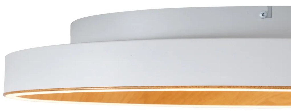 Dizajnové stropné svietidlo biele s drevom 60 cm vrátane LED 3-stupňového spínača - Ingo