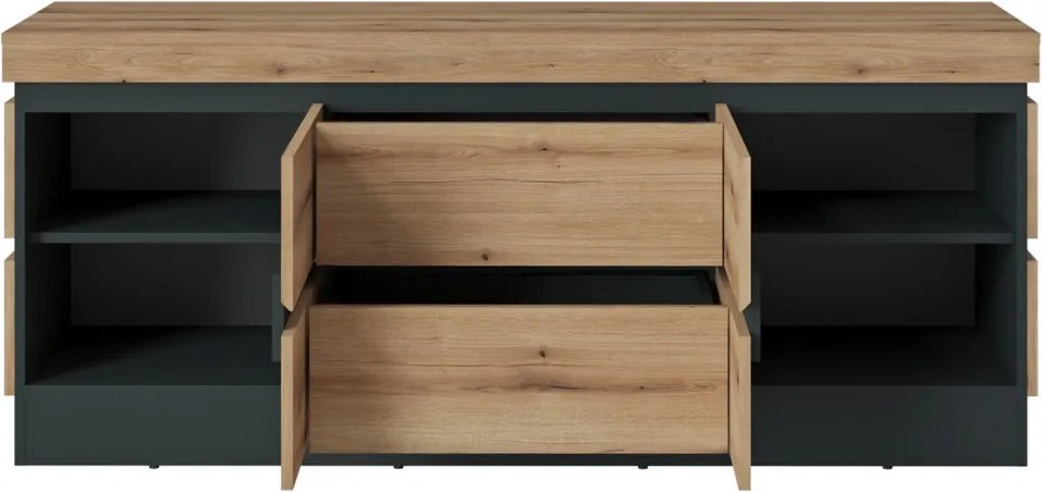 TV skrinka Corte, dub coast/tmavo šedá