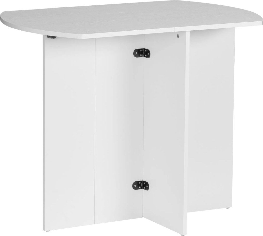 HOMCOM Stôl pre úsporu miesta, vonkajší skladací stôl, kuchynský a obývací stolík z dreva 90x60x74 cm, biely | Aosom