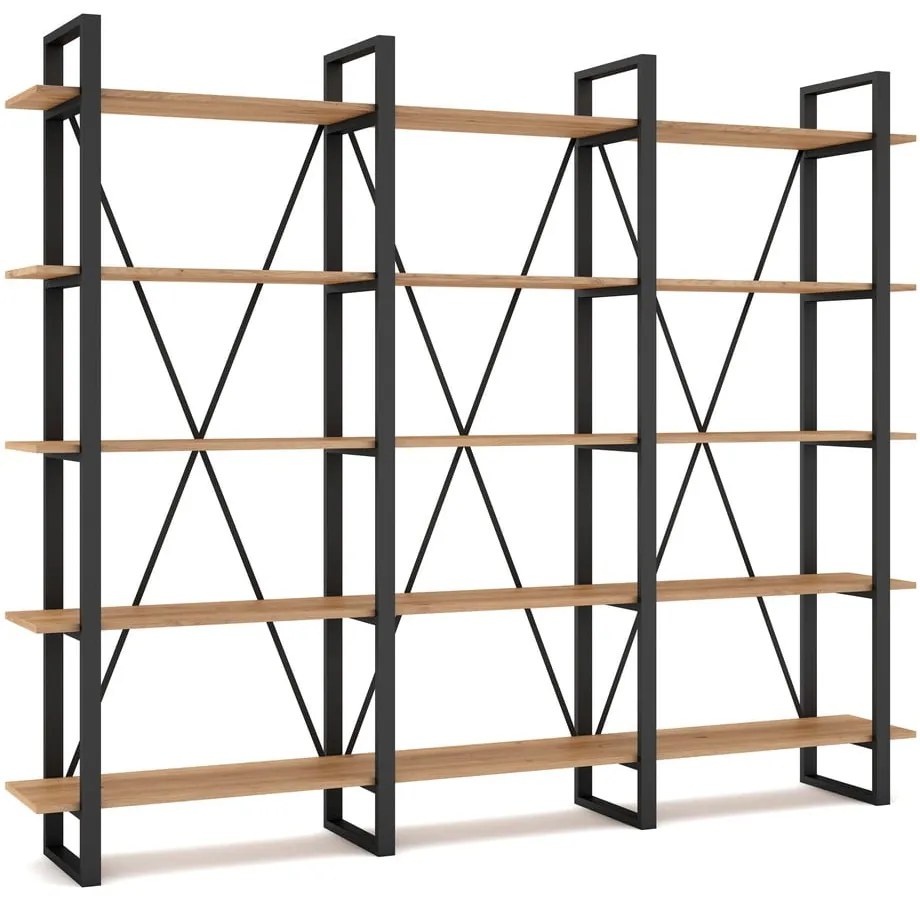 Čierny/prírodný regál v dekore duba 218x180 cm Aviva – Marckeric