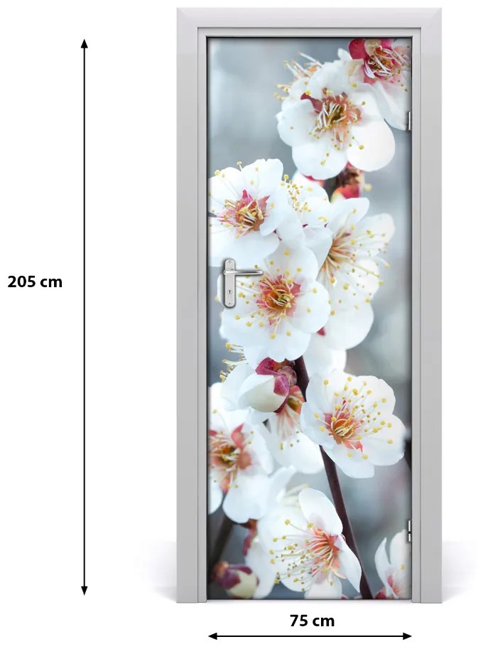 Samolepiace fototapety na dvere kvety višne 75x205 cm