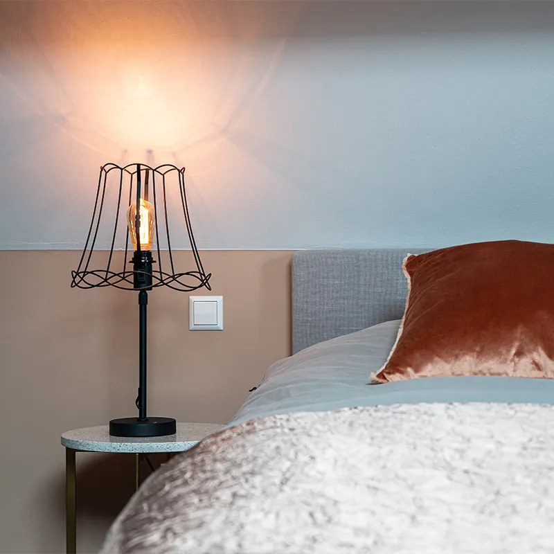 Stolná lampa čierna s rámovým tienidlom 30 cm nastaviteľná - Parte