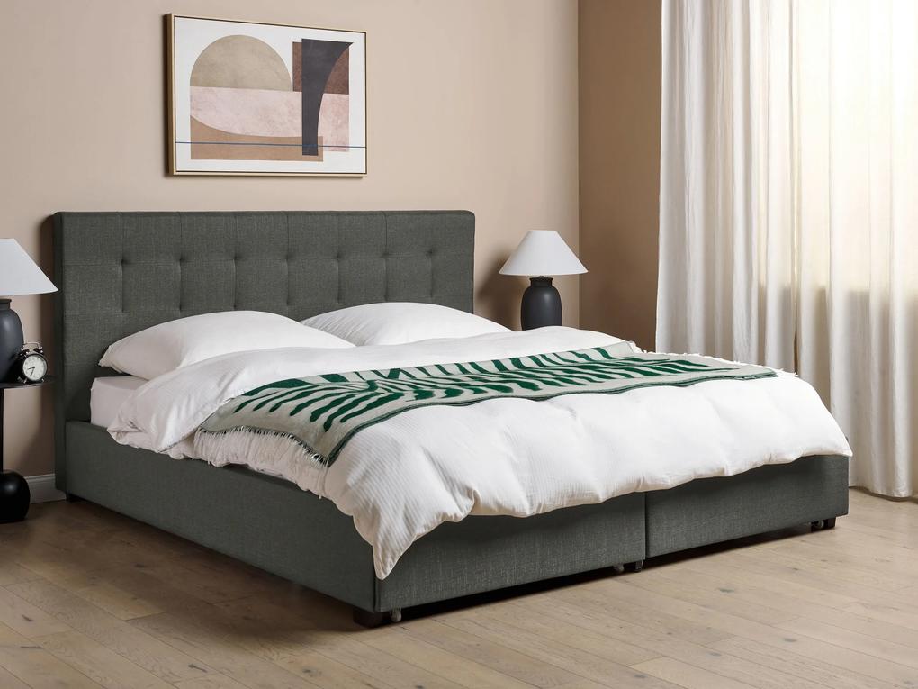 Čalúnená posteľ s úložným priestorom 180 x 200 cm tmavosivá LA ROCHELLE Beliani