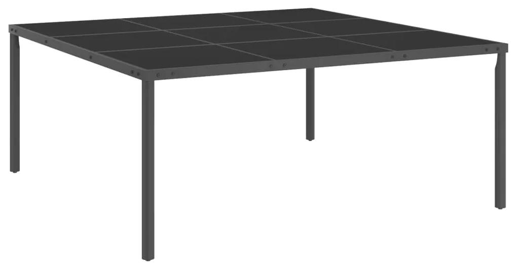 Vonkajší jedálenský stôl antracitový 170x170x72 cm oceľ a sklo