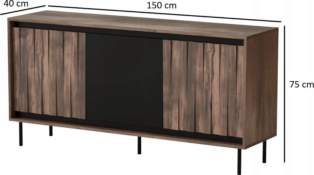 Komoda Swing 150 cm ořech/černá