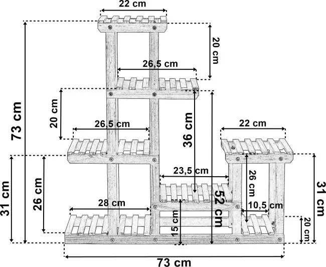 Stojan na kvety MANINO 5 úrovní