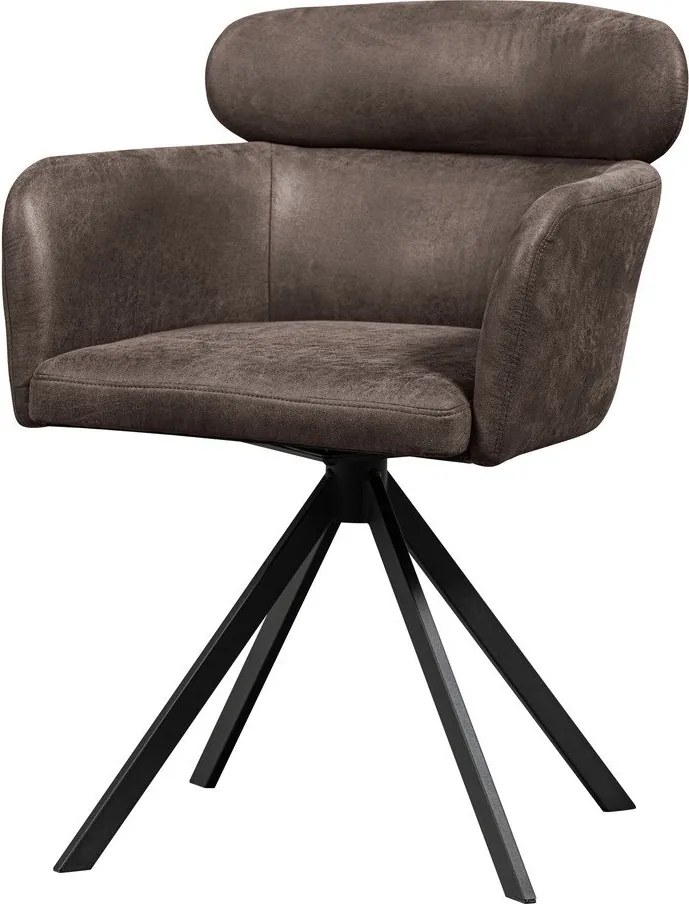 Tmavohnedé čalúnené jedálenské kreslo s podrúčkami Fenne – WOOOD