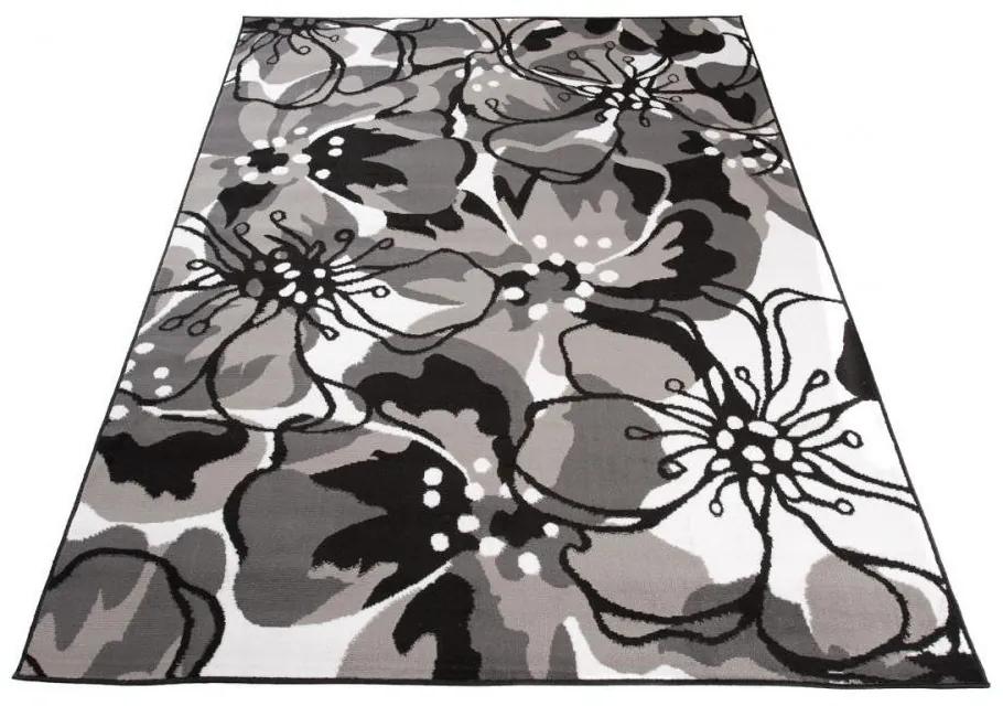 Kusový koberec PP Veľké kvety sivý 130x190cm