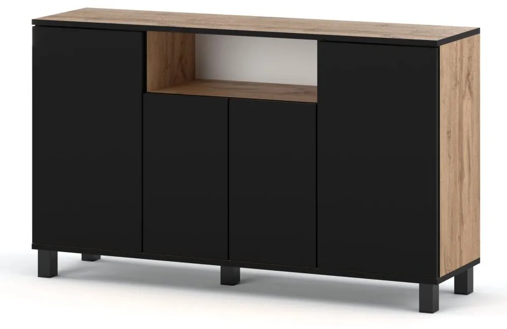 Stiv-Meble Komoda Loft 140 cm - bílá matná/bílý lesk