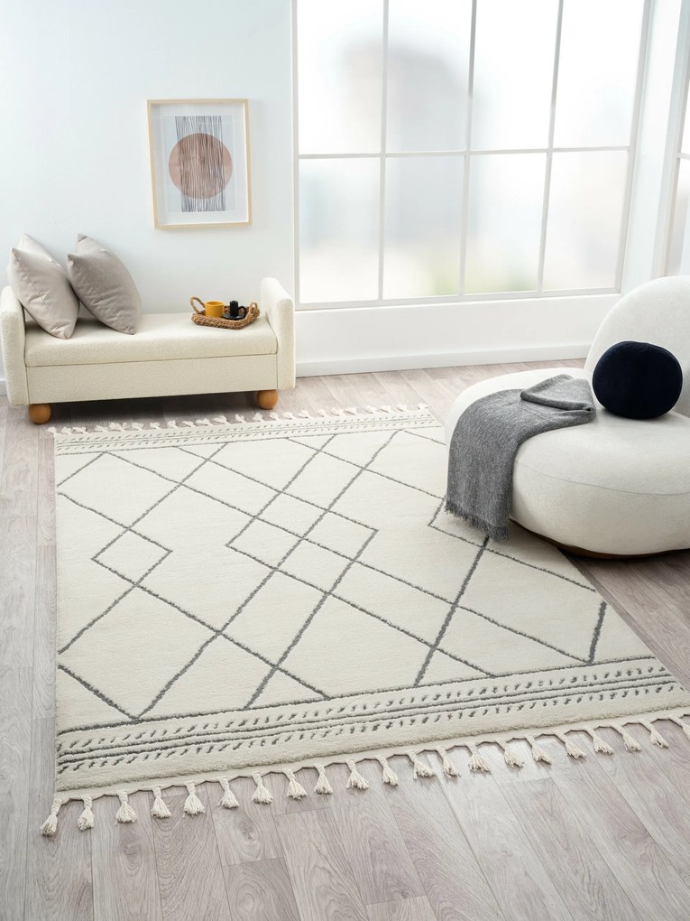 My Flair, Kusový koberec Moroccan Desert weiß/grau, 190x240, čiernobiela, obývacia izba