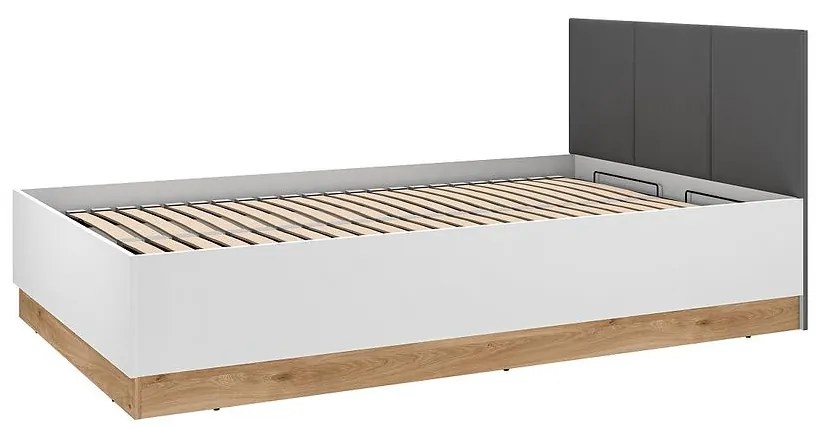 Posteľ Torino 120 + rošt so zdvihom 1201 biela/dub castello/grafit