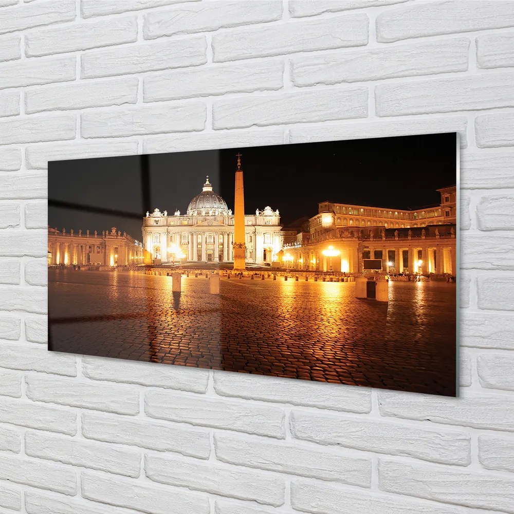 Nástenný panel  Rome Basilica Square v noci 120x60 cm