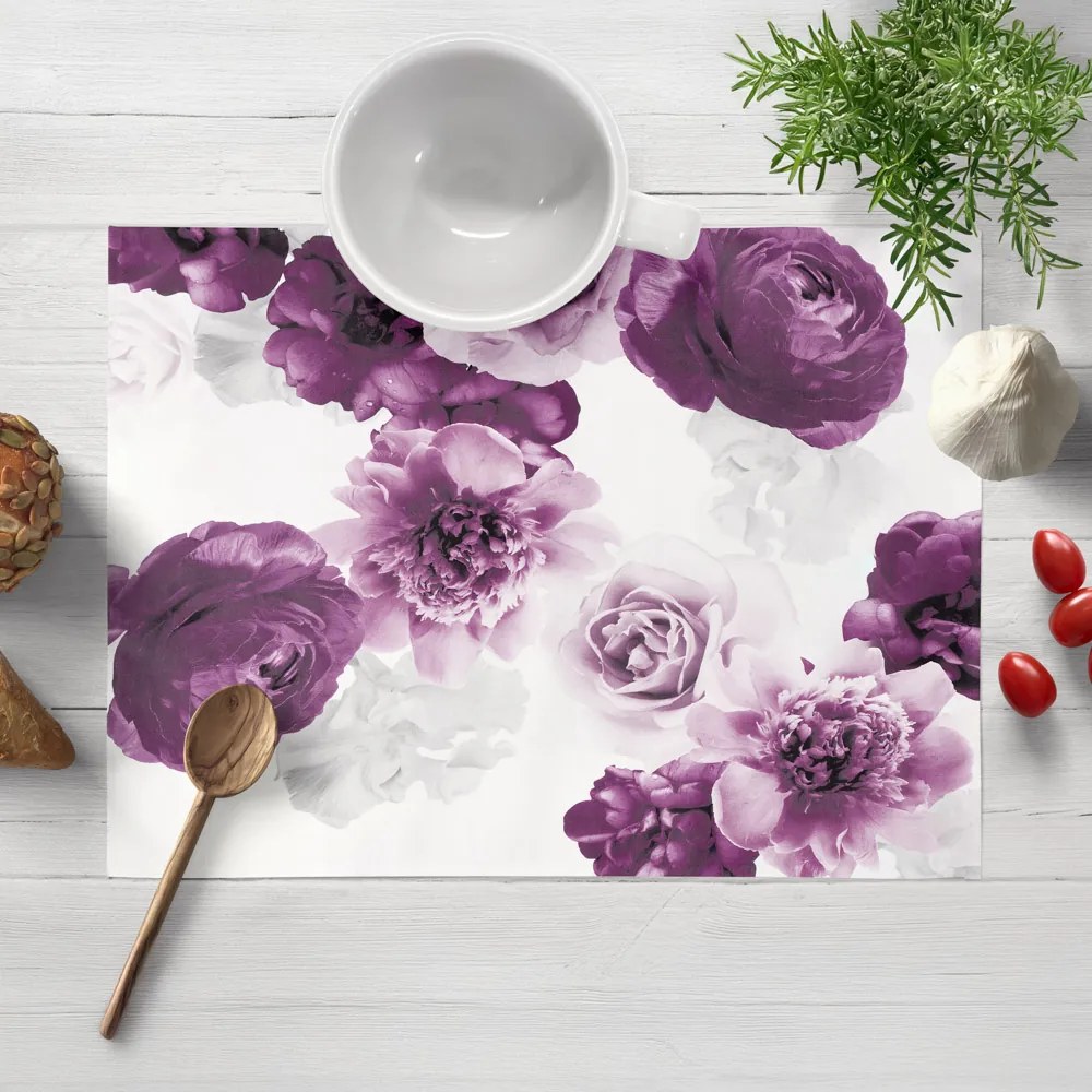 Biante Dekoračné prestieranie na stôl PM-029 Veľké fialové kvety 35x45 cm