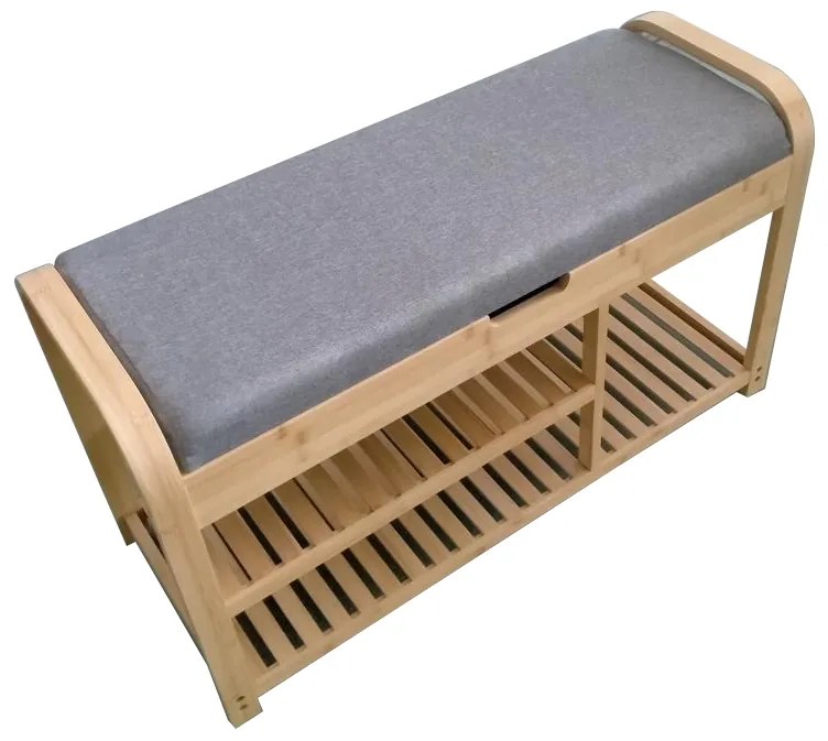 BAMBOO skrinka na topánky so sedákom, šedá