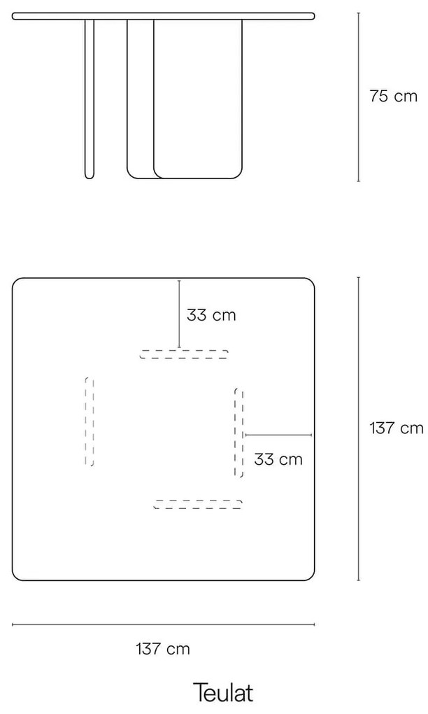Štvorcový jedálenský stôl arq čierny 137 x 137 cm MUZZA