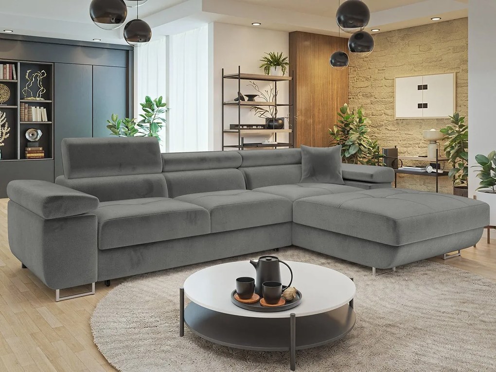Rohová rozkladacia sedačka v tvare L Torezio Mini, Dostupné poťahy: ekokoža Soft 017 (biela) + Lux 05, Strana: pravá