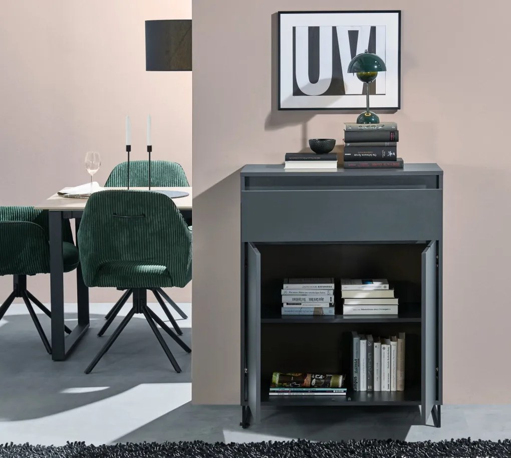 Komoda so šuplíkom Cologne, 80 cm, antracitová