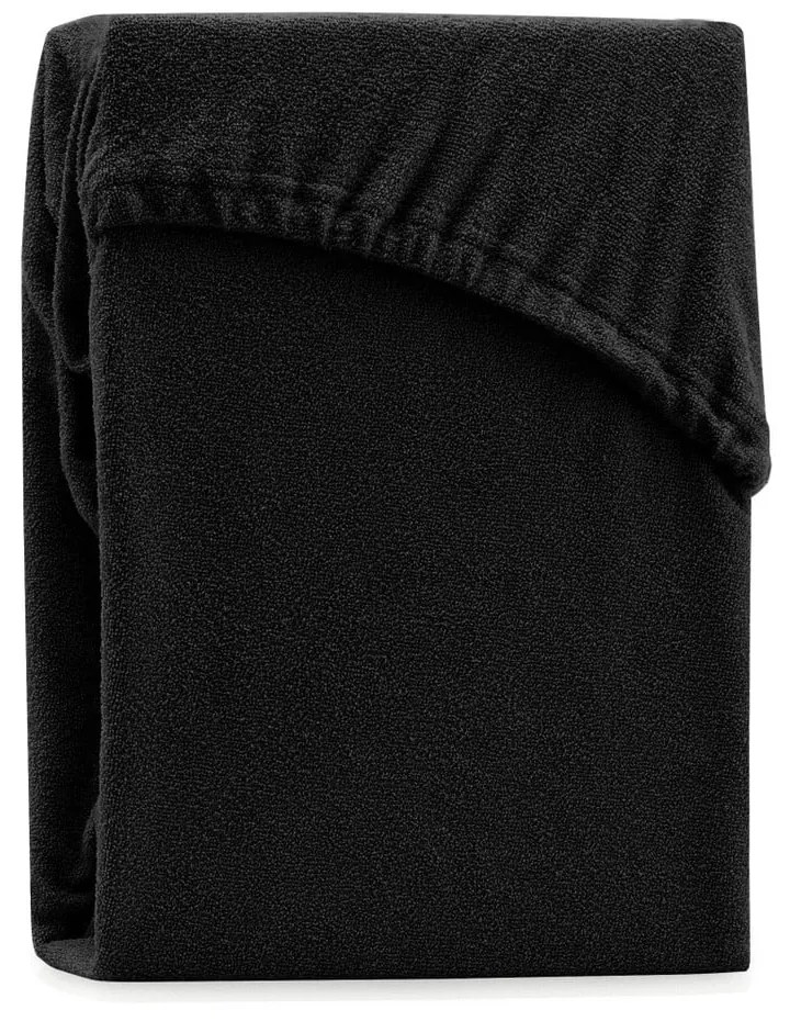 Čierna elastická plachta na dvojlôžko AmeliaHome Ruby Siesta, 220-240 x 220 cm