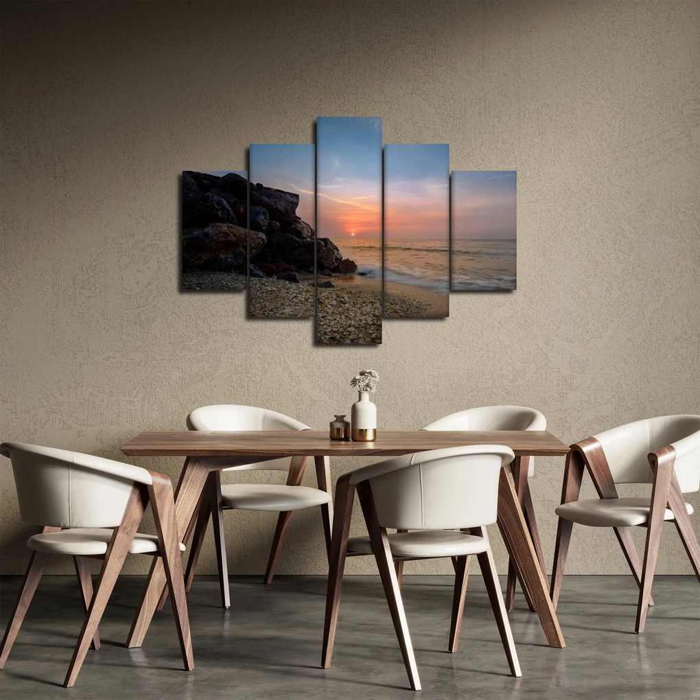 Obraz západu slnka na pláži (150x105 cm)