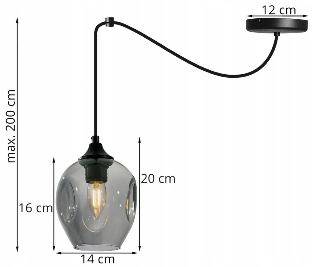 Závesné svietidlo PRAGA SPIDER, 1x sklenené tienidlo (výber z 3 farieb)