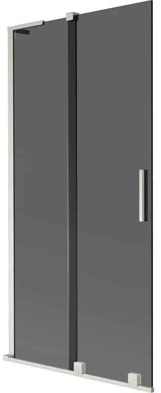Mexen Velar L, 2-krídlová posuvná vaňová zástena 95 x 150 cm, 8mm šedé sklo, brúsená oceľ, 896-095-003-41-97
