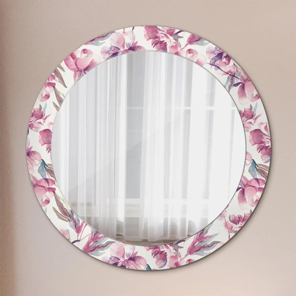 Okrúhle ozdobné zrkadlo Kvety pivoniek fi 70 cm