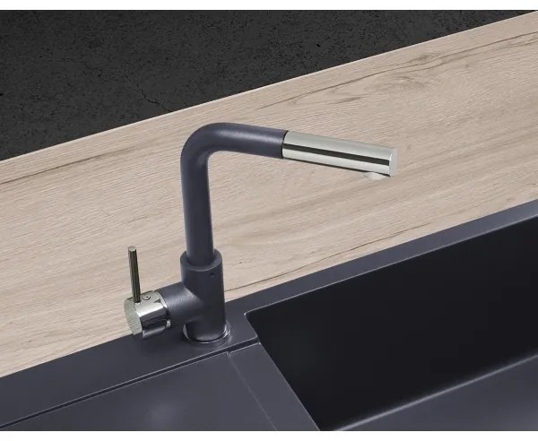 Concept BDG4527DG-Drezová batéria s vysúvacou sprchou 26,9 cm granit/tmavosivá