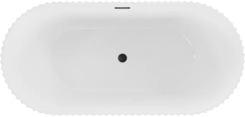 Mexen Paola, voľne stojaca vaňa, drážkovaná, 150 x 75 cm, biela lesklá, čierna matná, 52721507500-70