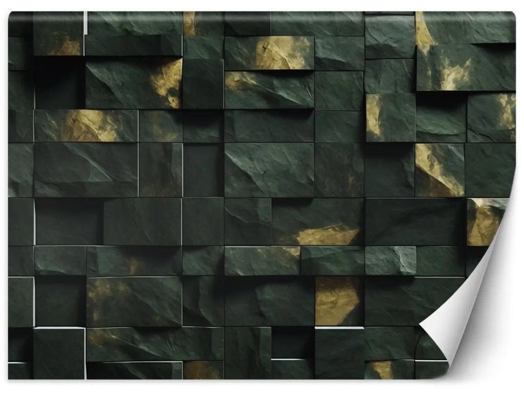 Fototapeta, Zelená mozaika kostka 3D - 254x184 cm