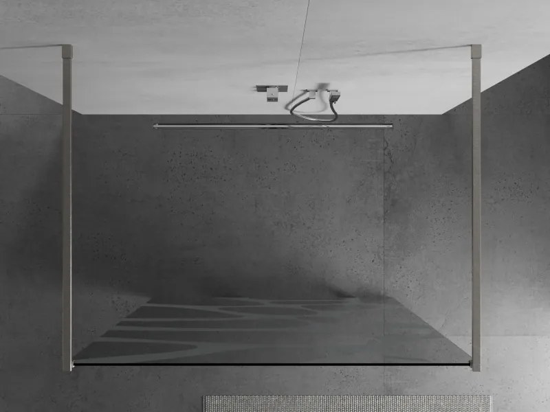 Mexen Kioto, sprchová zástena Walk-In 120 x 200 cm, 8mm číre sklo biely vzor, brúsená oceľ profil, 800-120-002-97-97
